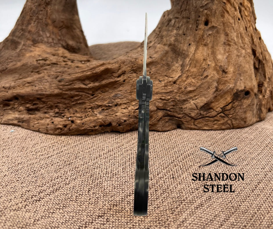 Mantis Midnight Folding Karambit Hemispherical Blade Steel Handles Black (50)