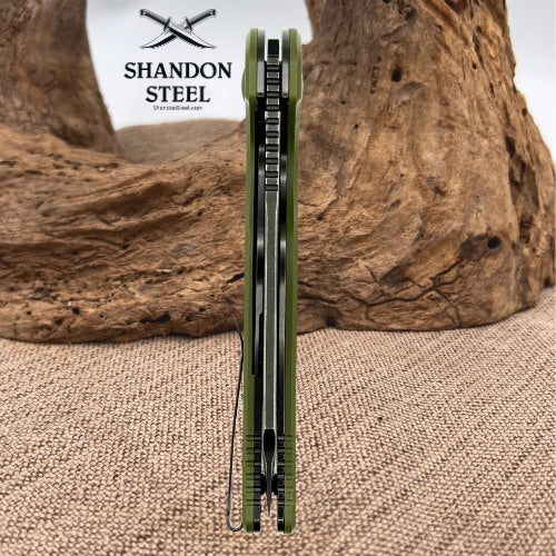 Kizer Sheepdog XL C01C Folding Pocket Knife Black D2 Blade Sheepsfoot Green G10
