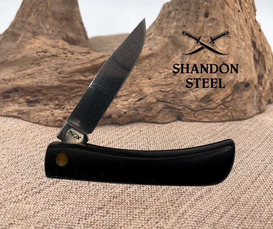 Kissing Crane Coal Miner Robert Klaus KC43CM Single Blade Black Pkt Knife (019)