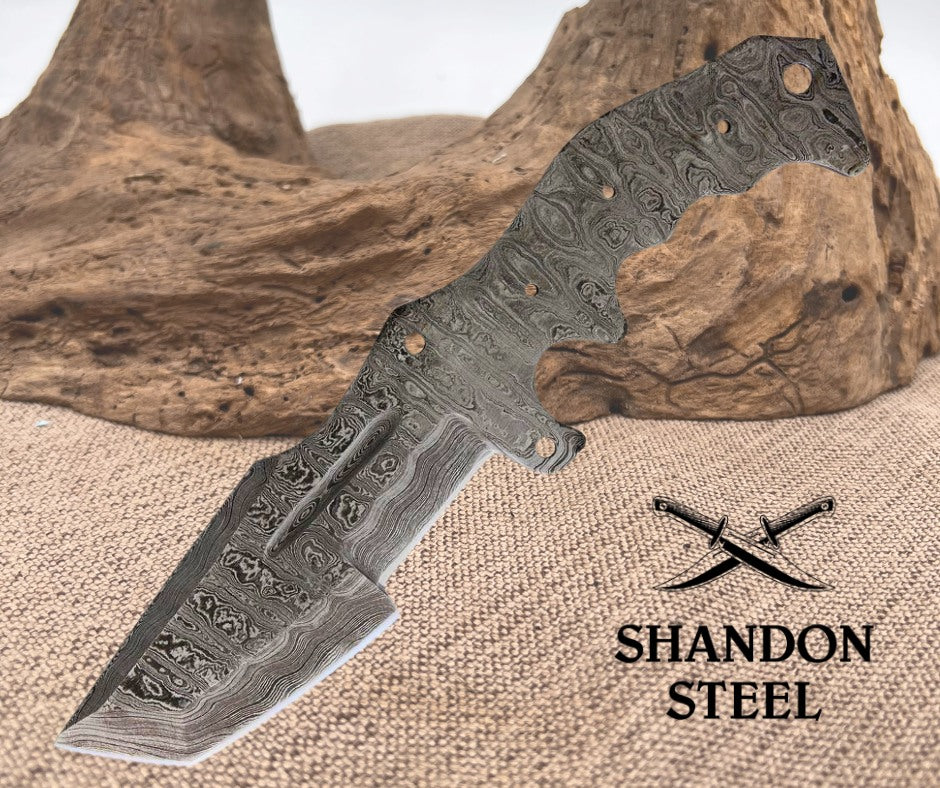 Knife Blade Damascus Tanto Chopper BL137D