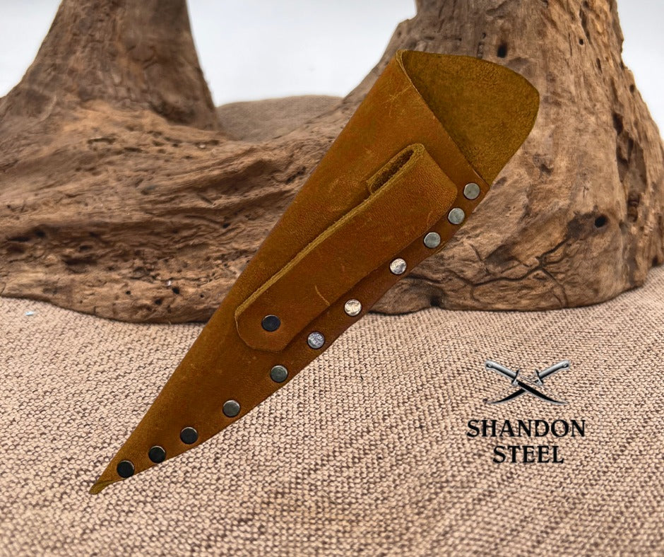 Custom Unique Handmade Carbon Steel Blade Antler Knife With Leather Sheath (C09)