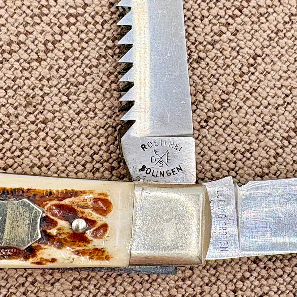Ludwig Groten Knife Two Blade Trapper Pocket Knife Solingen Germany Saw (169)