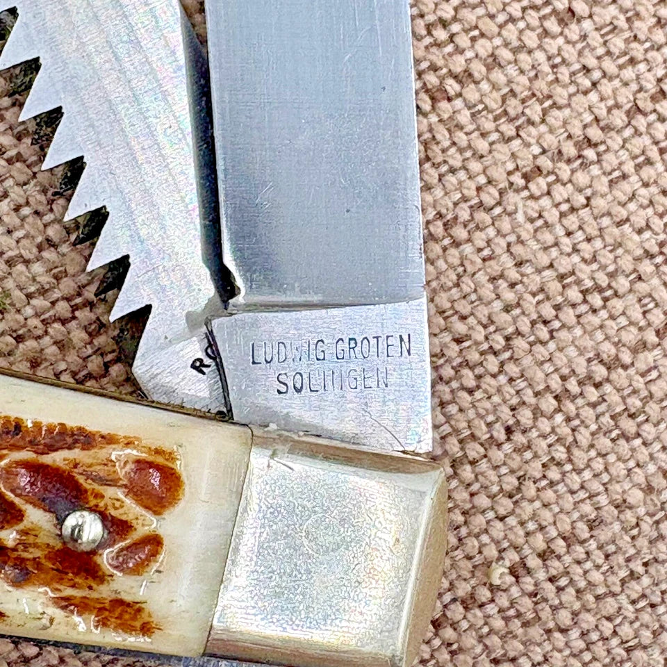 Ludwig Groten Knife Two Blade Trapper Pocket Knife Solingen Germany Saw (169)