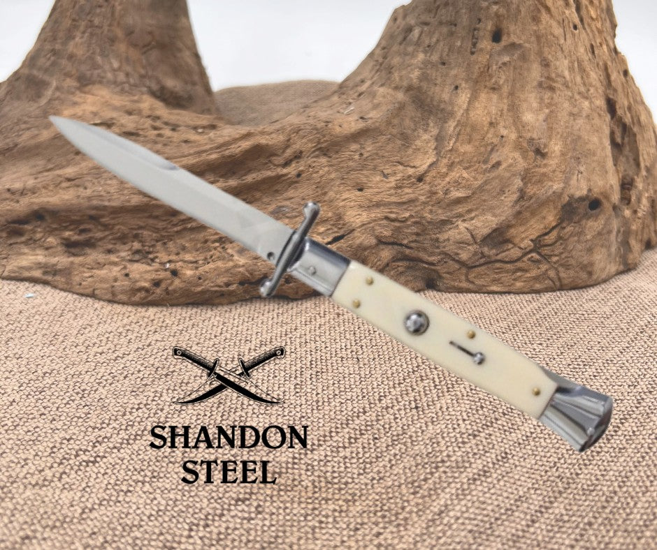 MILANO 10" SWINGUARD IVORY SWIRL AUTOMATIC KNIFE SWG-IVY