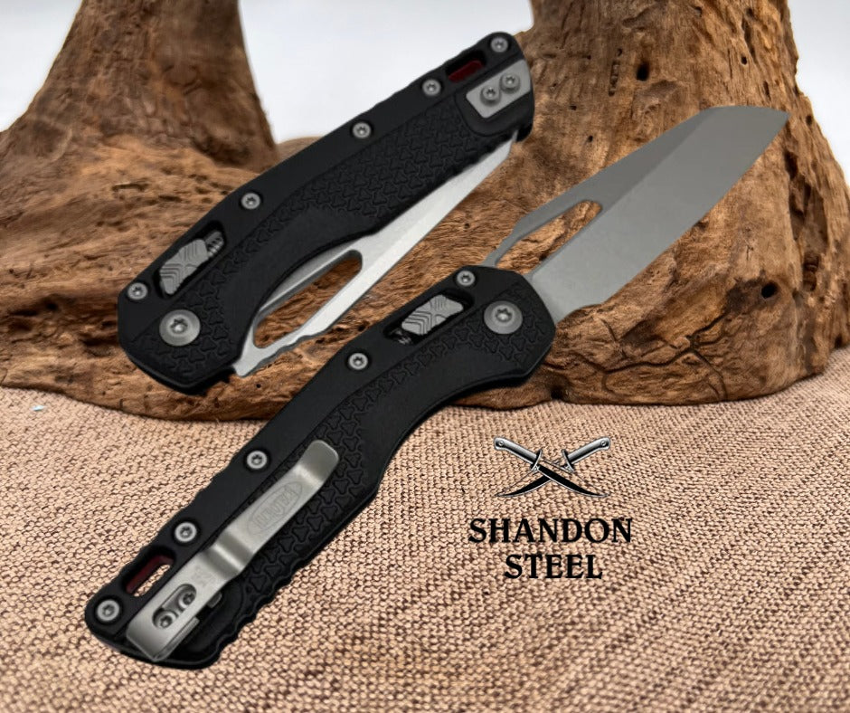 Microtech Knives MSI RAM LOK Black Polymer Injection Molded w/ Blue Back Strap & M390MK 210T-10PMBK-A1