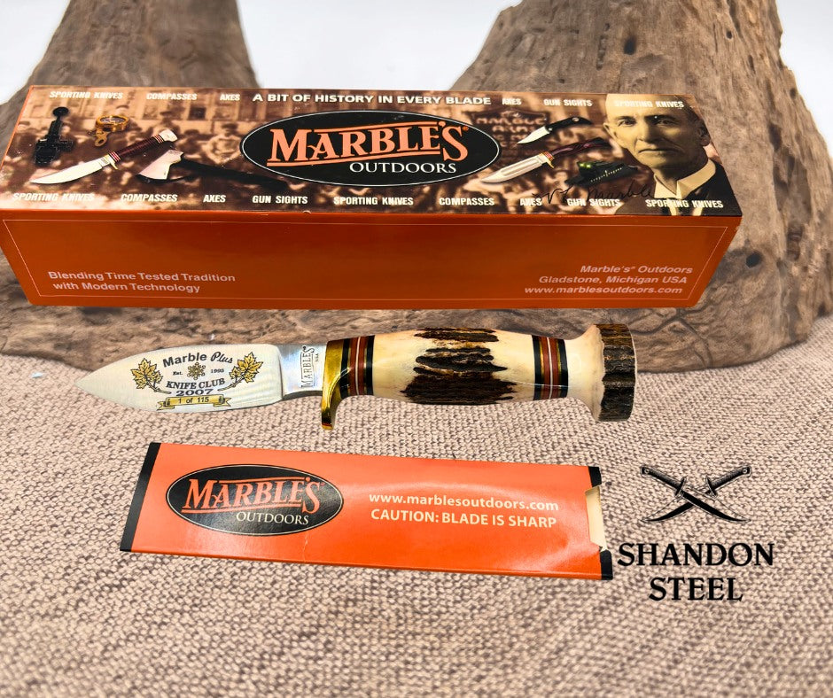 MARBLE'S Marble Plus KNIFE CLUB 2007 Sport Stag 1 of 115 w Box Fixed Blade USA