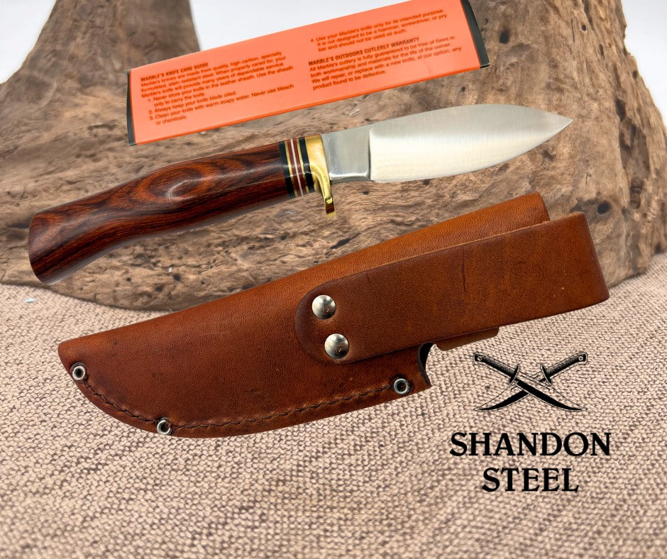 Marbles Outdoors Hunting Knife Made In USA With Leather Sheath NIB 80401 Sport
