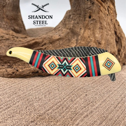 Masters Collection Native American Southwest Design Feather Pocket Knife (107)
