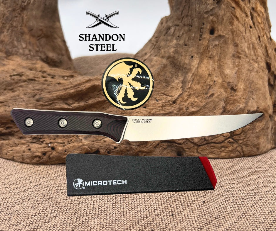Microtech Boning Knife Black Cherry G-10 Handle w/ Stonewash M390MK 3100-10BC