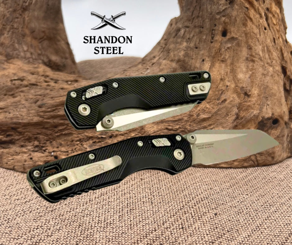 Microtech MSI RAM LOK Mini Black Fluted Aluminum Handles w/ Apocalyptic M390MK 210M-10APFL