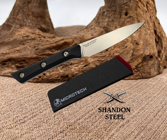 Microtech Paring Knife Black G-10 Handle w/ Stonewash M390MK 3500-10BK