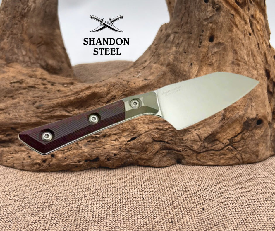 Microtech Santoku 4.2" Black Cherry G-10/Titanium Bolster Handle w/ Stonewash M390MK 3300B-10BC