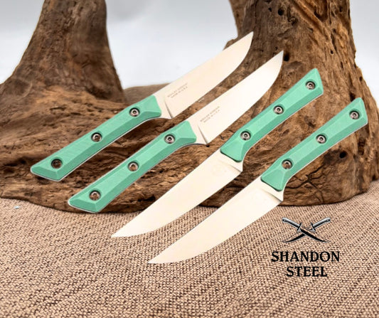 Microtech Steak 4 Piece Set Caribbean Blue G-10 Handle w/ Stonewash M390MK 3600-10SETCA