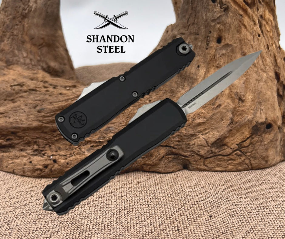 Microtech UTX-70 Gen IV w/ Black Handle & D/E Stonewash M390MK 11474-10