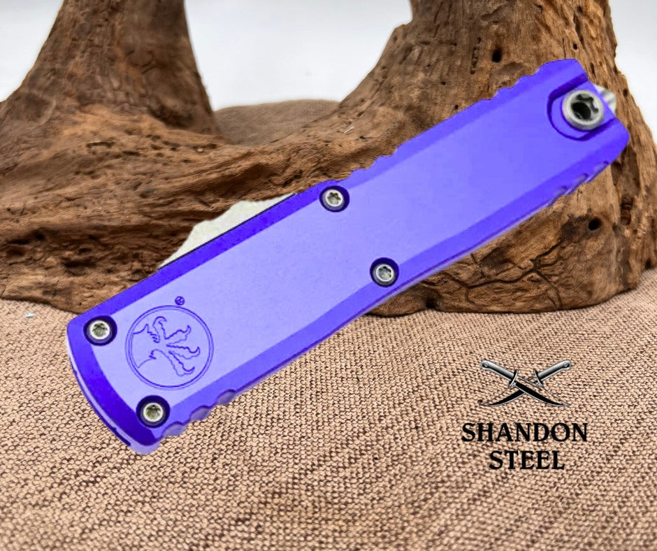Microtech UTX-85 Gen IV w/ Purple Handle & Apocalyptic D/E M390MK 12324-10APPU