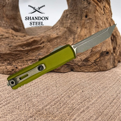 Microtech UTX-85 Gen IV w/ OD Green Handle & Apocalyptic T/E M390MK 12334-10APOD