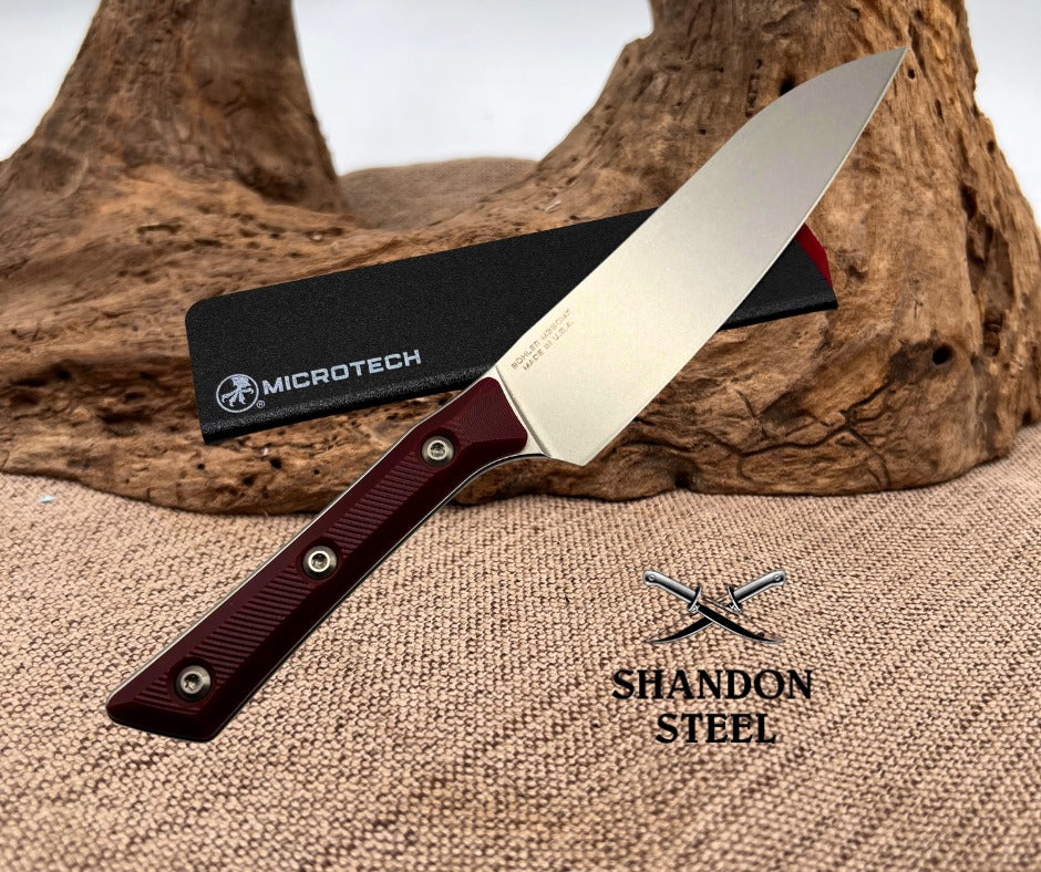 Microtech Utility Knife Merlot G-10 Handle w/ Stonewash M390MK 3400-10MR