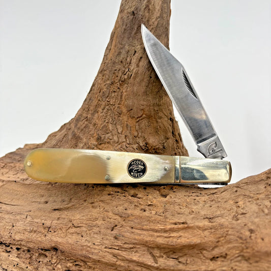 OCOEE RIVER LARGE GRAND DADDY BARLOW FOLDING POCKET KNIFE OX HORN HANDLES (19)