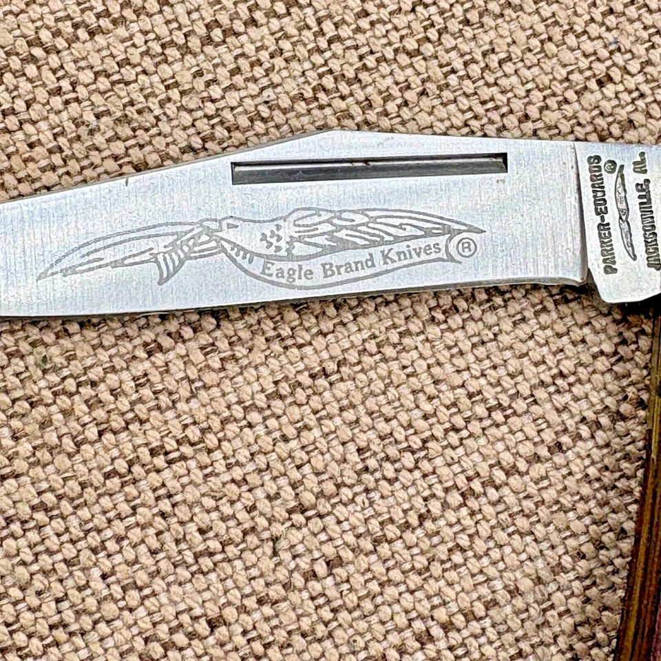 VINTAGE USA PARKER EDWARDS EAGLE BRAND 1423-1 FOLDING KNIFE WOOD SCALES (174)