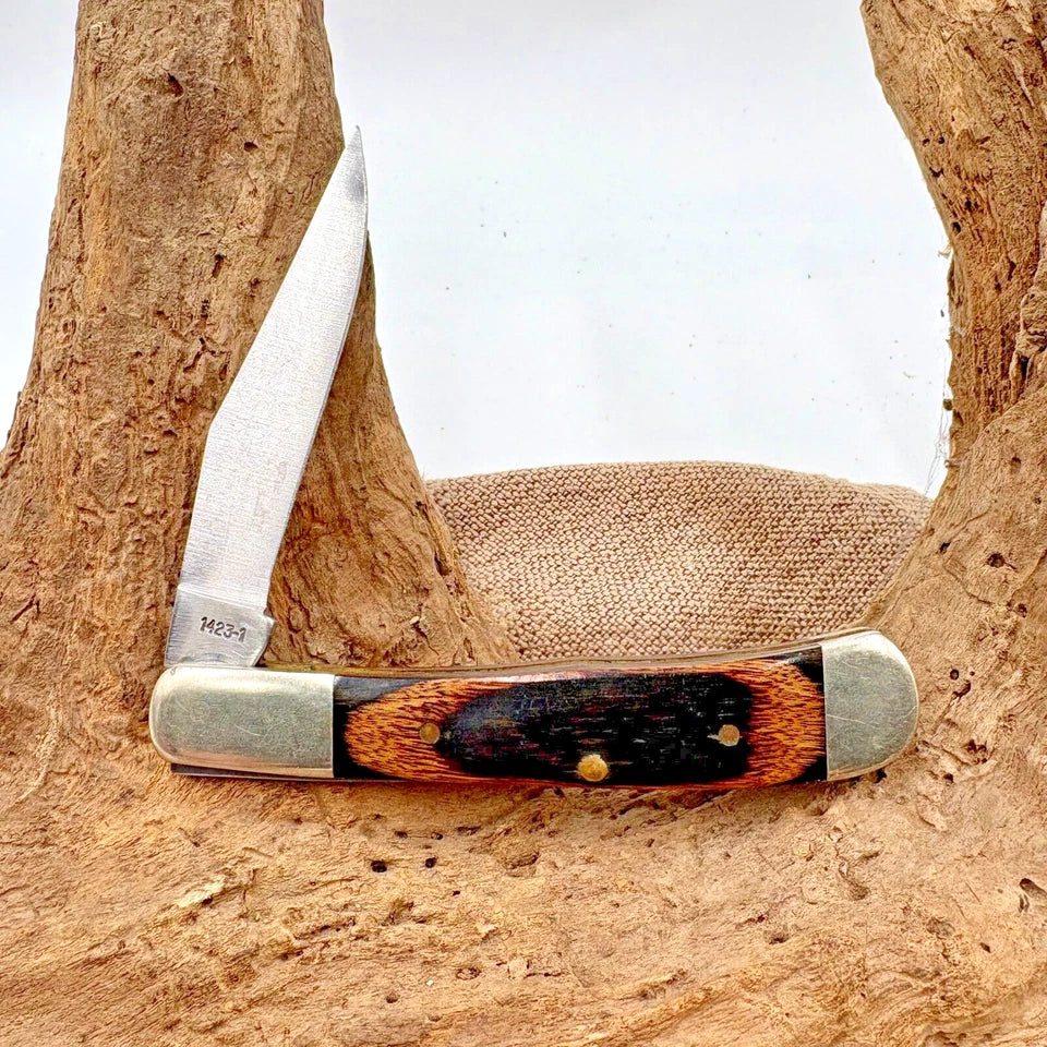 VINTAGE USA PARKER EDWARDS EAGLE BRAND 1423-1 FOLDING KNIFE WOOD SCALES (174)