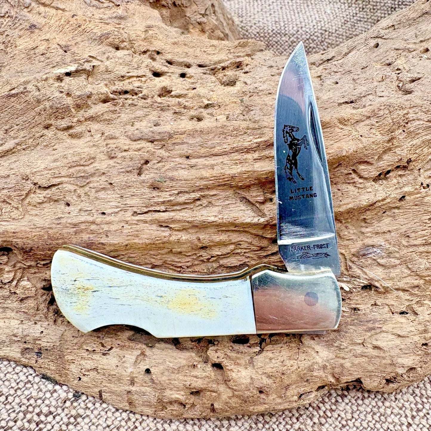 Vintage Parker Cut Co Little Mustang Lockback Knife Surgical Steel Japan (117)