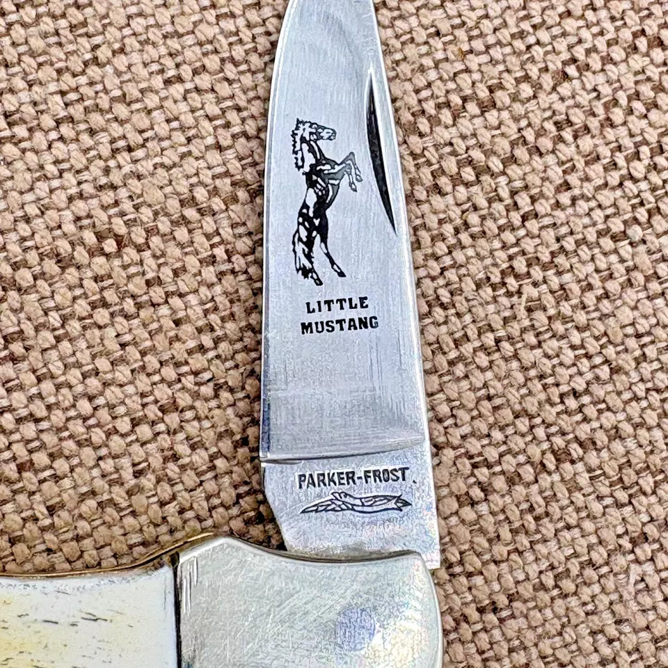 Vintage Parker Cut Co Little Mustang Lockback Knife Surgical Steel Japan (117)