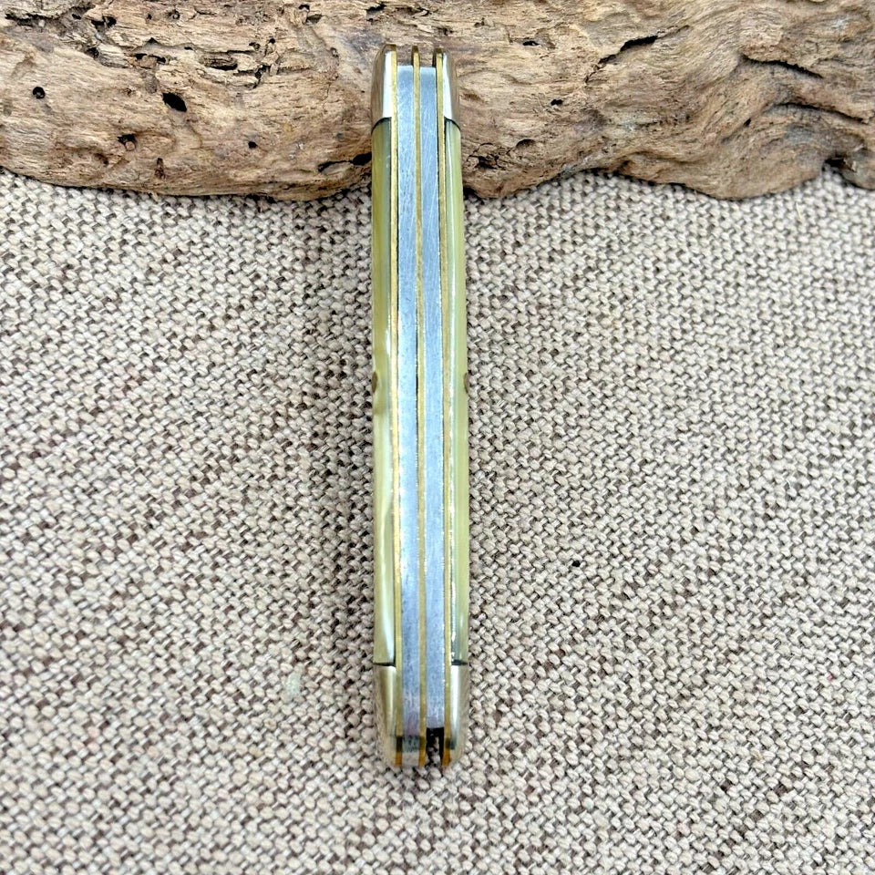 John Primble USA Belknap HDW 731 Stockman 3 blade Knife, faux pearl Handle (134)