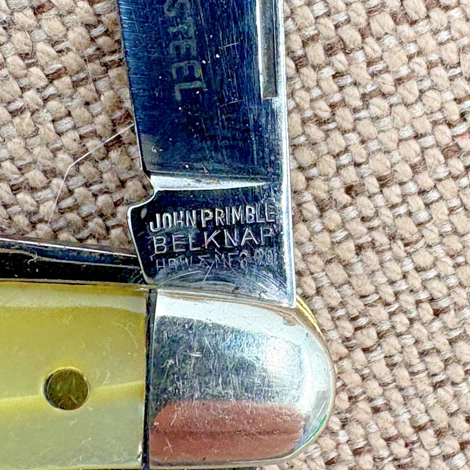 John Primble USA Belknap HDW 731 Stockman 3 blade Knife, faux pearl Handle (134)