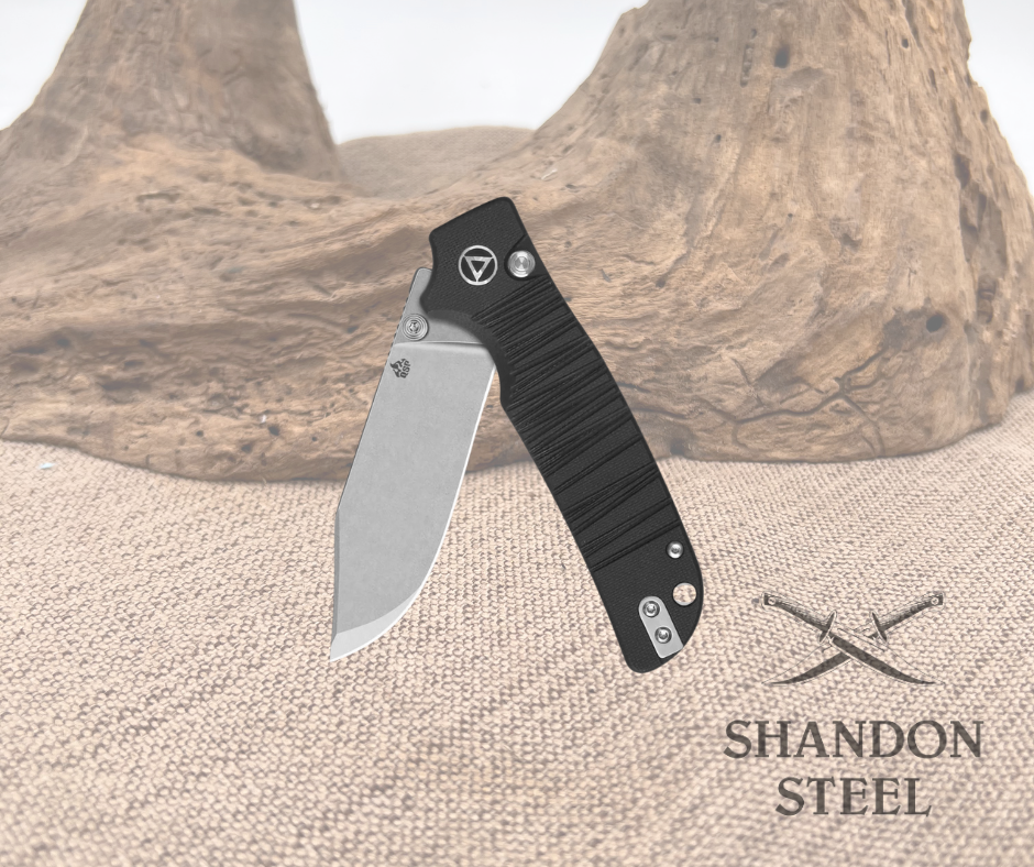 QSP Kali Button Lock Pocket Knife 14C28N Blade Black G10 Handle QS159-B1