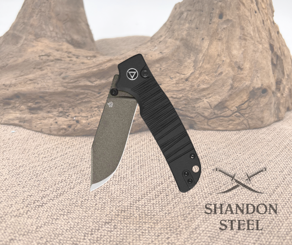 QSP Kali Button Lock Pocket Knife 14C28N Blade Black G10 Handle QS159-B2