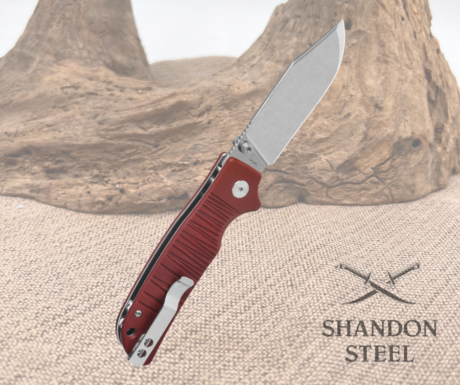 QSP Kali Button Lock Pocket Knife 14C28N Blade Dark Red G10 Handle QS159-A1