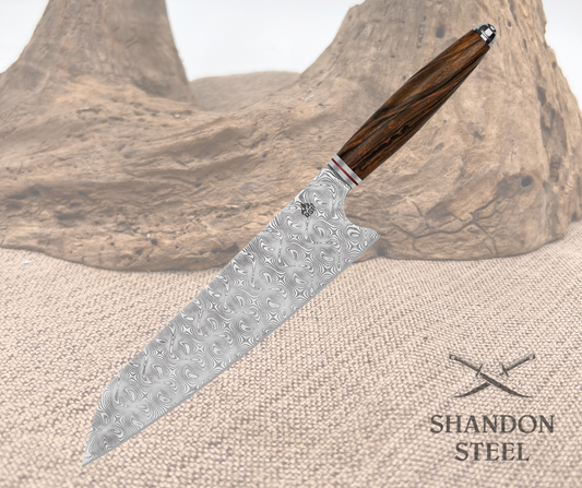 QSP Kitchen Knife 8'' Kritsuke Damascus QS-KK-004B