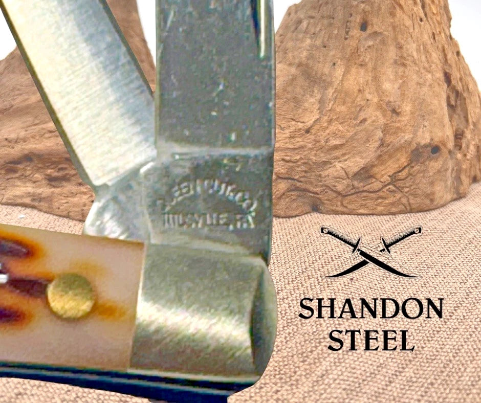 QUEEN STEEL #9185 3 BLADE STOCKMAN 1997 TRADITIONAL FOLDING POCKET KNIFE (255)