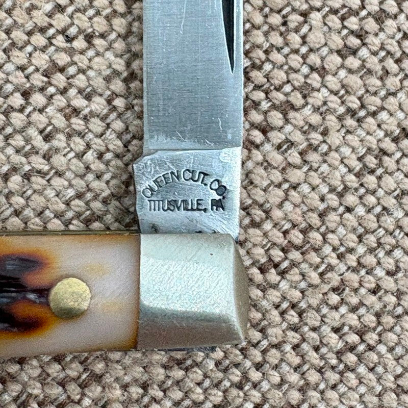 Queen Cutlery Co. USA 9175 Chipped Bark Peanut 2 blade Folding PocketKnife (165)