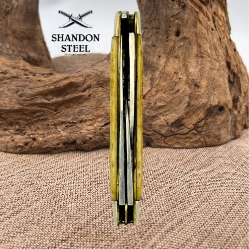 Queen Steel 35 Vintage Stockman Knife 3 Blade Bone Handle Pocket Knife USA (201)