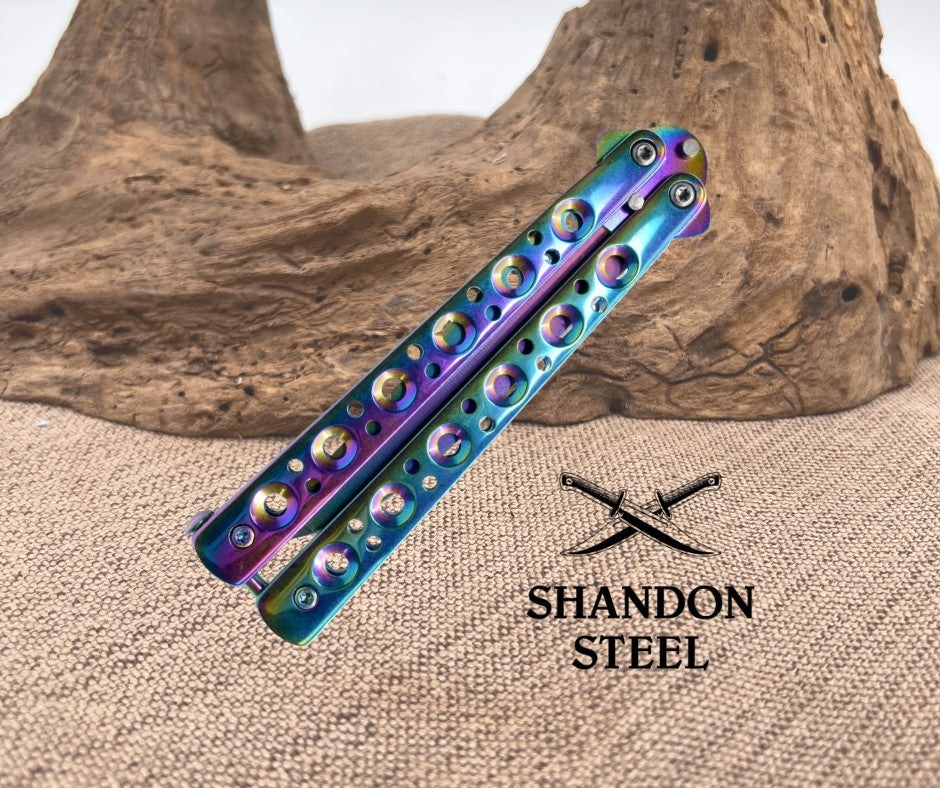 9" Rainbow Butterfly Knife 130RB