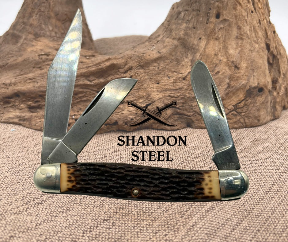 Remington USA 3 Blade Stockman Folding Pocket Knife Brown Delrin Handle (22)