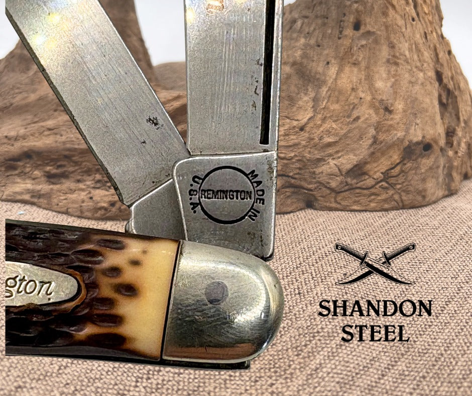 Remington USA 3 Blade Stockman Folding Pocket Knife Brown Delrin Handle (22)