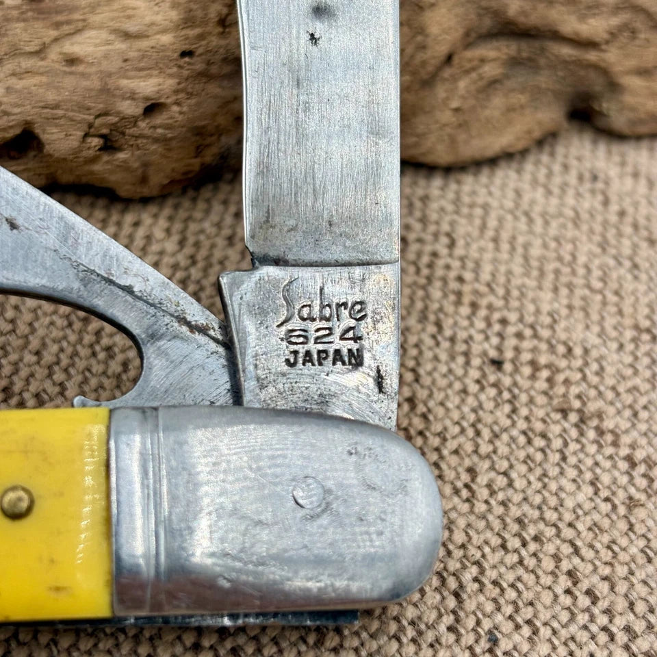 Vintage SABRE 624 Folding Pocket Fish Knife & Scaler made in Japan 2 Blades -195