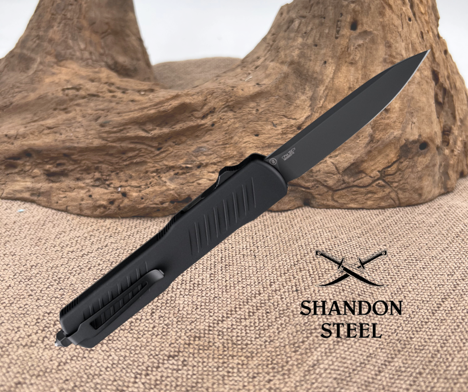 Sig Counterstrike Out the Front Automatic - 3.35" Drop Point Blade 20CV Black Finish - Black Aluminum Case - Polymer Cover Grey 36972