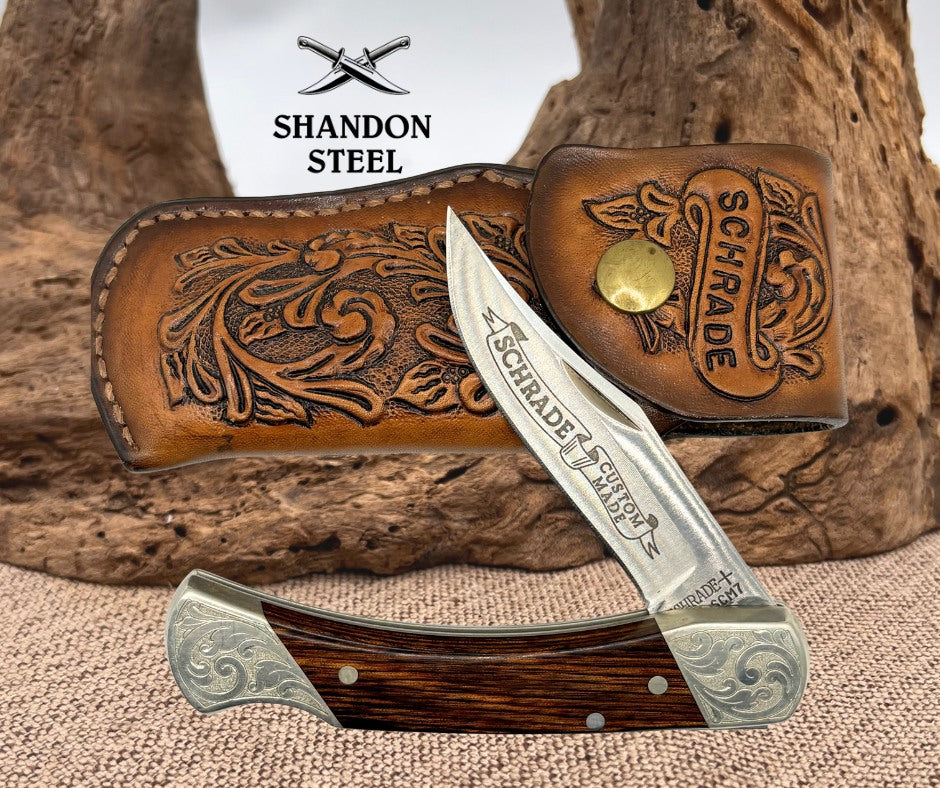 Schrade USA Custom SCM7 Lockback Knife Unused Hard To Find Scrolled Bolster(155)