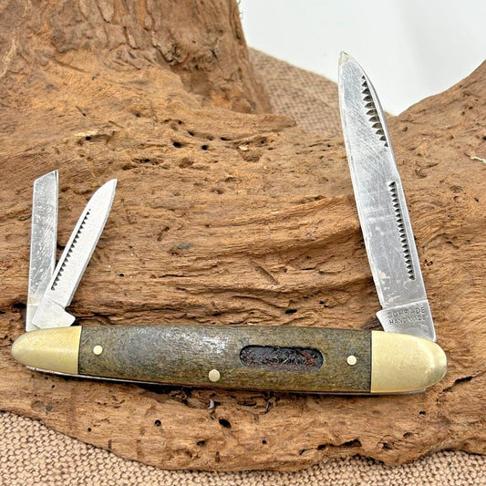 Schrade Handmade Knife 888OT-B 3-Blade Buffalo Horn Handles Whittler Folding (21)