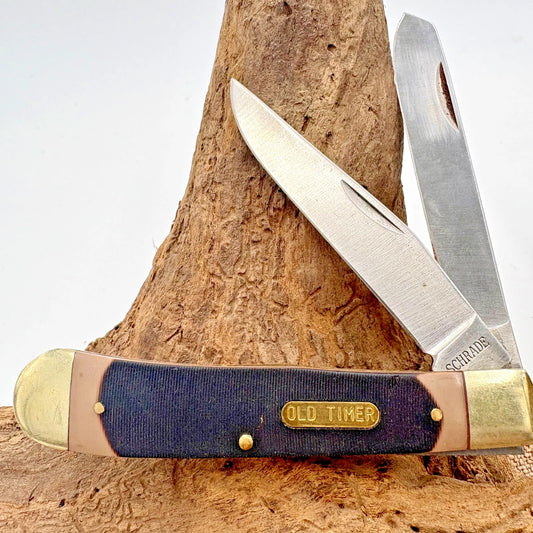 Schrade Old Timer 95OT Trapper Folding 2-Bladed Knife Sawcut Delrin Handle (70)