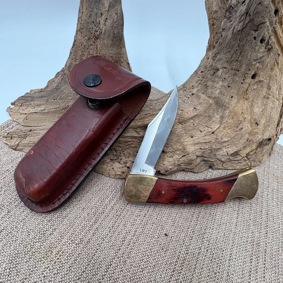 Schrade Uncle Henry LB7 Lockback folding hunter w/ sheath Pocket Knife (72)