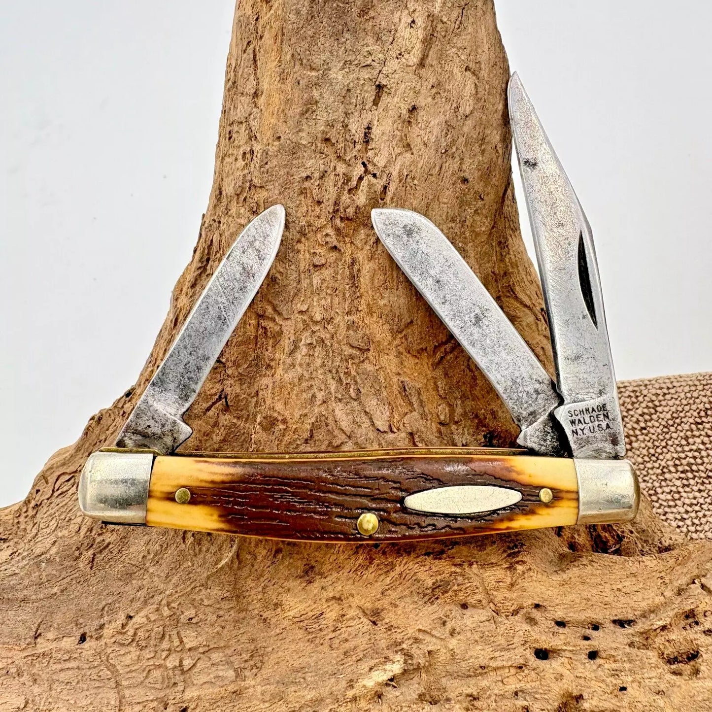 Vintage Schrade Walden 832, 3 blade stockman traditional folding knife (158)