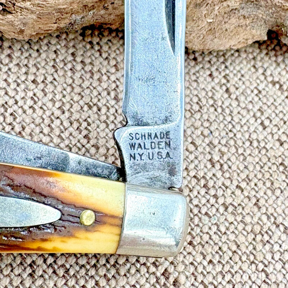 Vintage Schrade Walden 832, 3 blade stockman traditional folding knife (158)