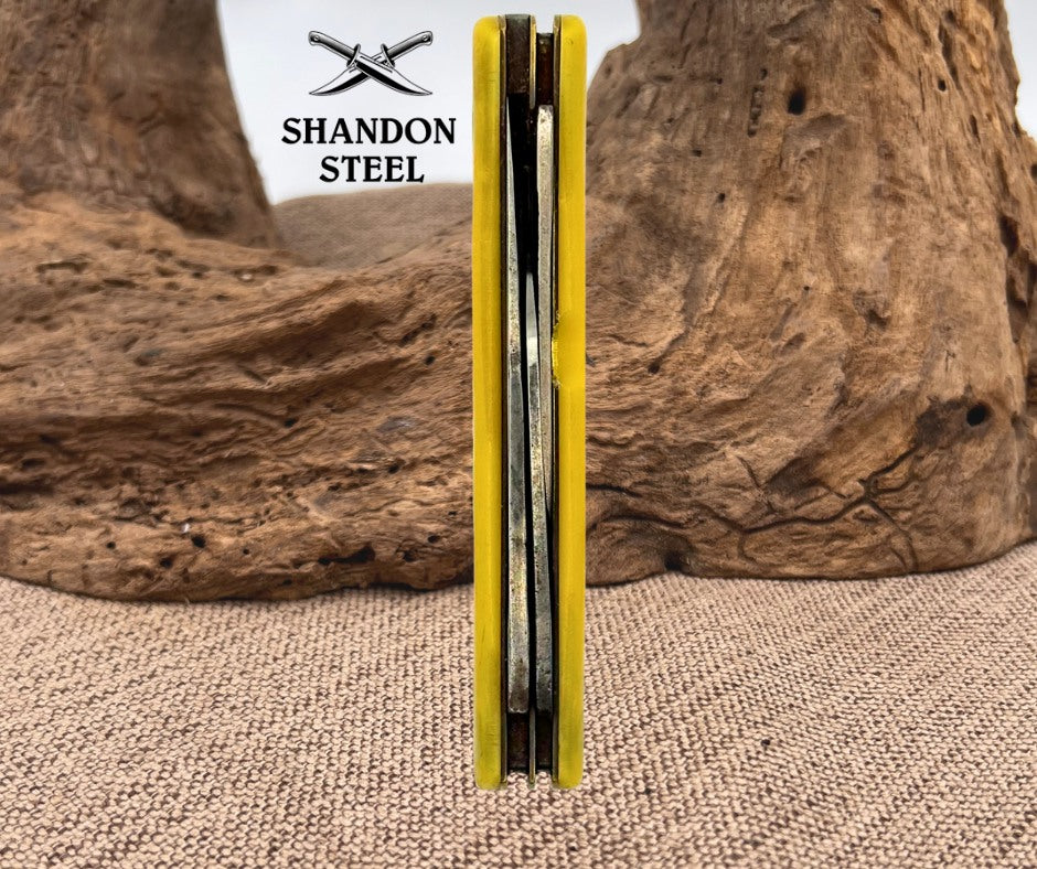 Schrade 835Y Stockman 3 3/8" Closed Yellow Folding Pocket Knife Made In USA (78)