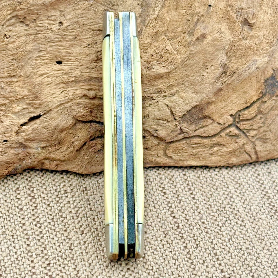 Sears Stockman USA 95303 Vintage Pocket Knife 3 Carbon Steel Blades Delrin (113)