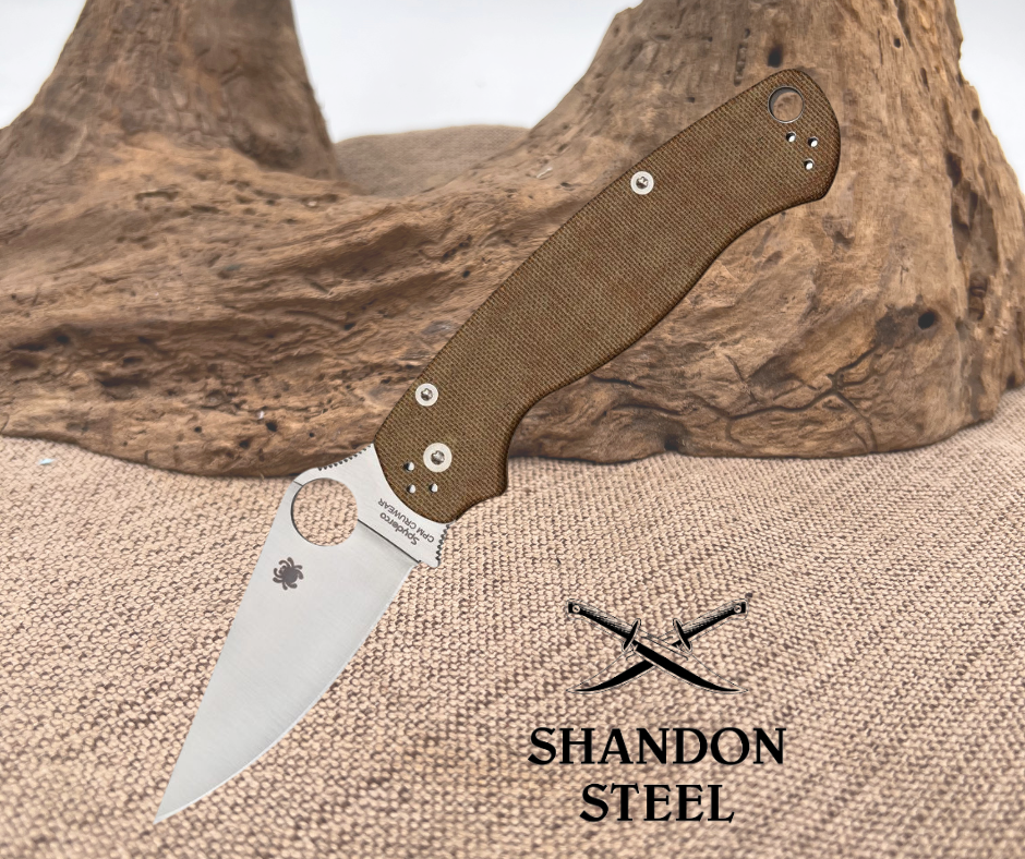 Spyderco PARA MILITARY 2 BROWN CANVAS MICARTA CPM CRUWEAR PLAINEDGE C81MPCW2