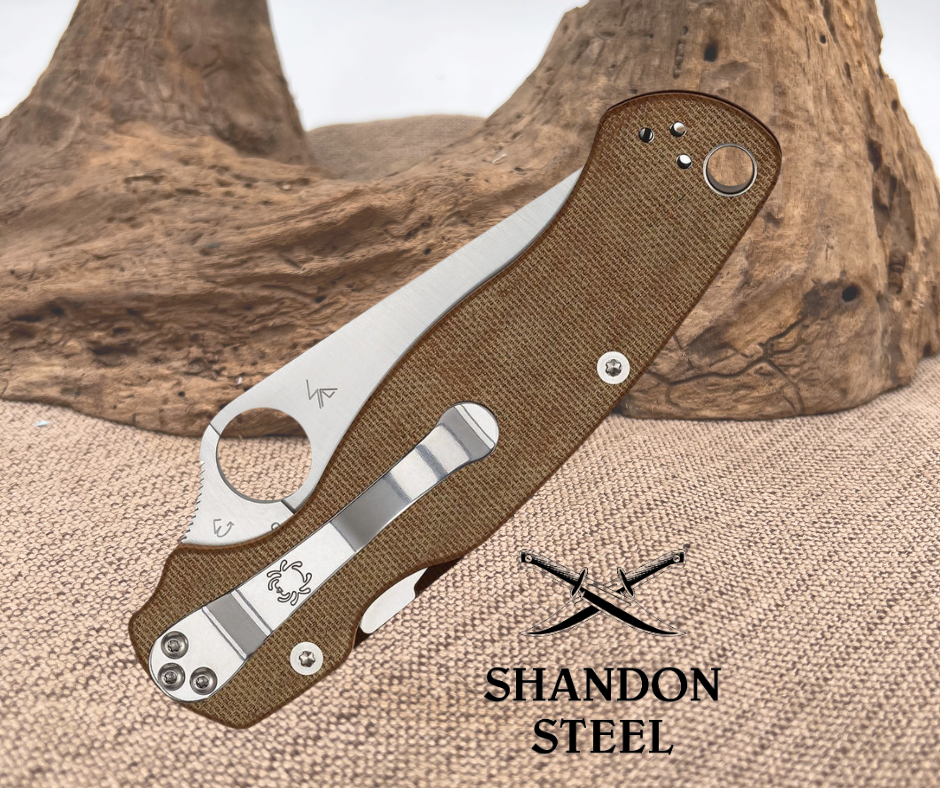 Spyderco PARA MILITARY 2 BROWN CANVAS MICARTA CPM CRUWEAR PLAINEDGE C81MPCW2